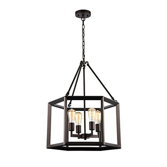 CHLOE Ironclad Industrial-style 4 Light Rubbed Bronze Ceiling Pendant 21" Wide