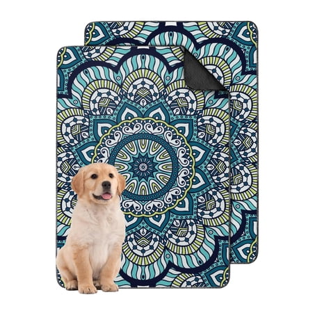 Extra Large Washable Dog Potty Pads 24 x35 Mandala Pattern Durable Training Solution Stay-Put Bottom for Slippery Surfaces