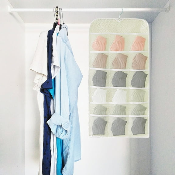 Vikakiooze 2023 Non-woven Double-sided Storage Bag Washable Wardrobe Multi-pocket Bra Hanging Bag Door Rear Socks Storage Bag 12+18