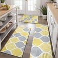 thumbnail image 2 of Yellow and Gray Geometric Quatrefoil Pattern Kitchen Rugs Sets Of 3,Kitchen Runner Rugs Non Skid Washable,Decorative Kitchen Floor Mats for Kitchen,Sink,Laundry,17"x30"+ 17"x47" + 17"x59", 2 of 6