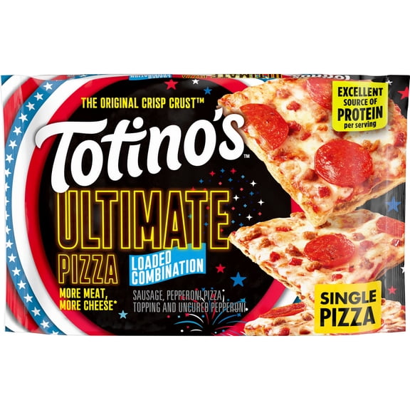 Totino's Ultimate Frozen Pizza, Loaded Combination, Game Day Football Snacks, 12.21 oz