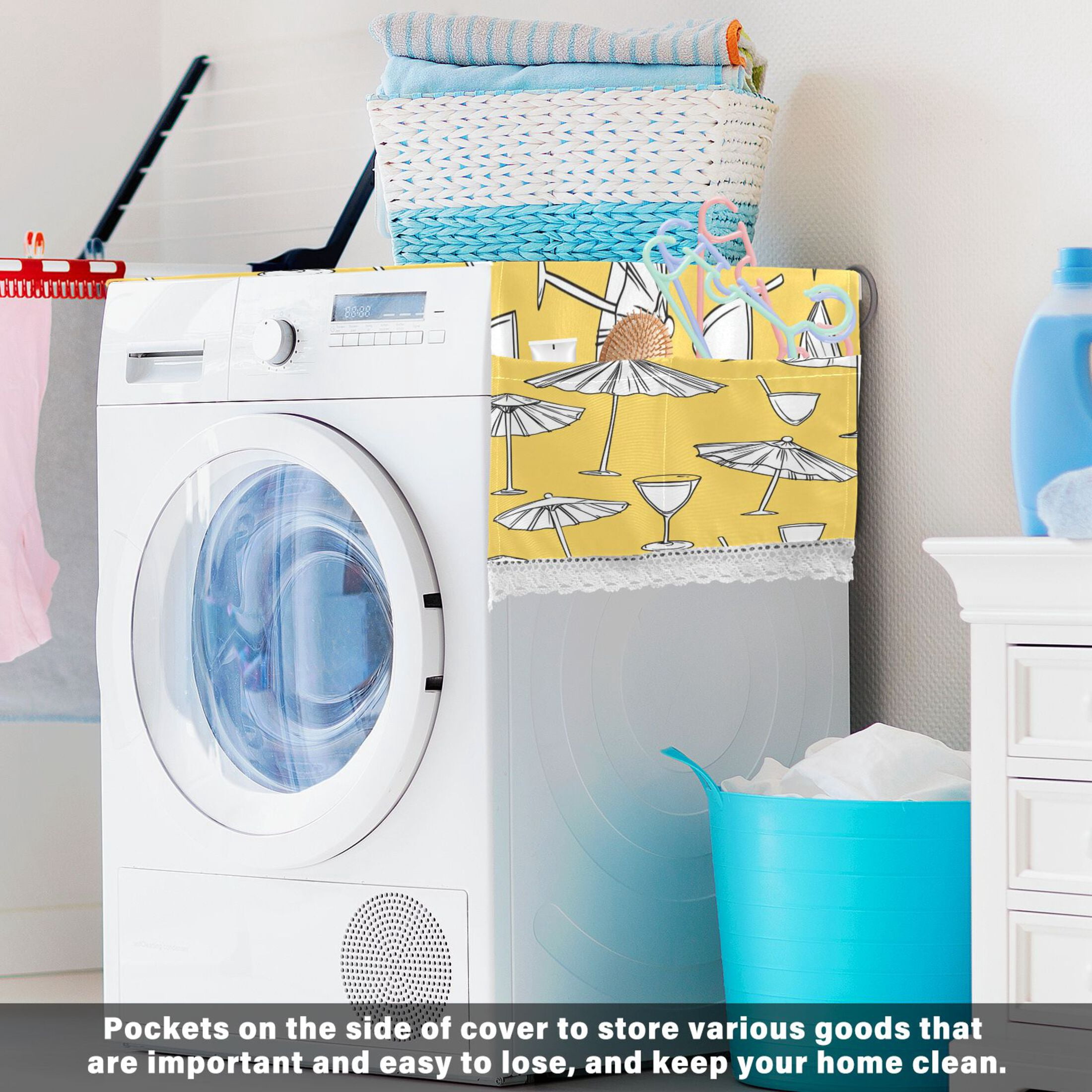 WOBOGO A Seamless Pattern with Sun Umbrellas Washing Machine Cloth Dryer Refrigerator Top Cover Protective Non-Slip Mat For Kitchen Laundry