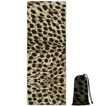Brown and Black Leopard Print Hot Yoga Mat Towel Non Slip for Hot Yoga - Quick-Drying Yoga Mat Cover with 4 Corner Pockets with Travel Bag - Hot Yoga Towel Non Slip 70"x26"