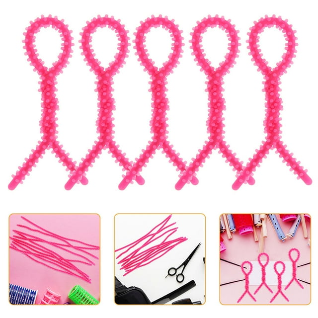 RENACLIPY 20Pcs Spiral Hair Perm Rods Rosy Silicone Flexible Curling Rods for Hair Styling
