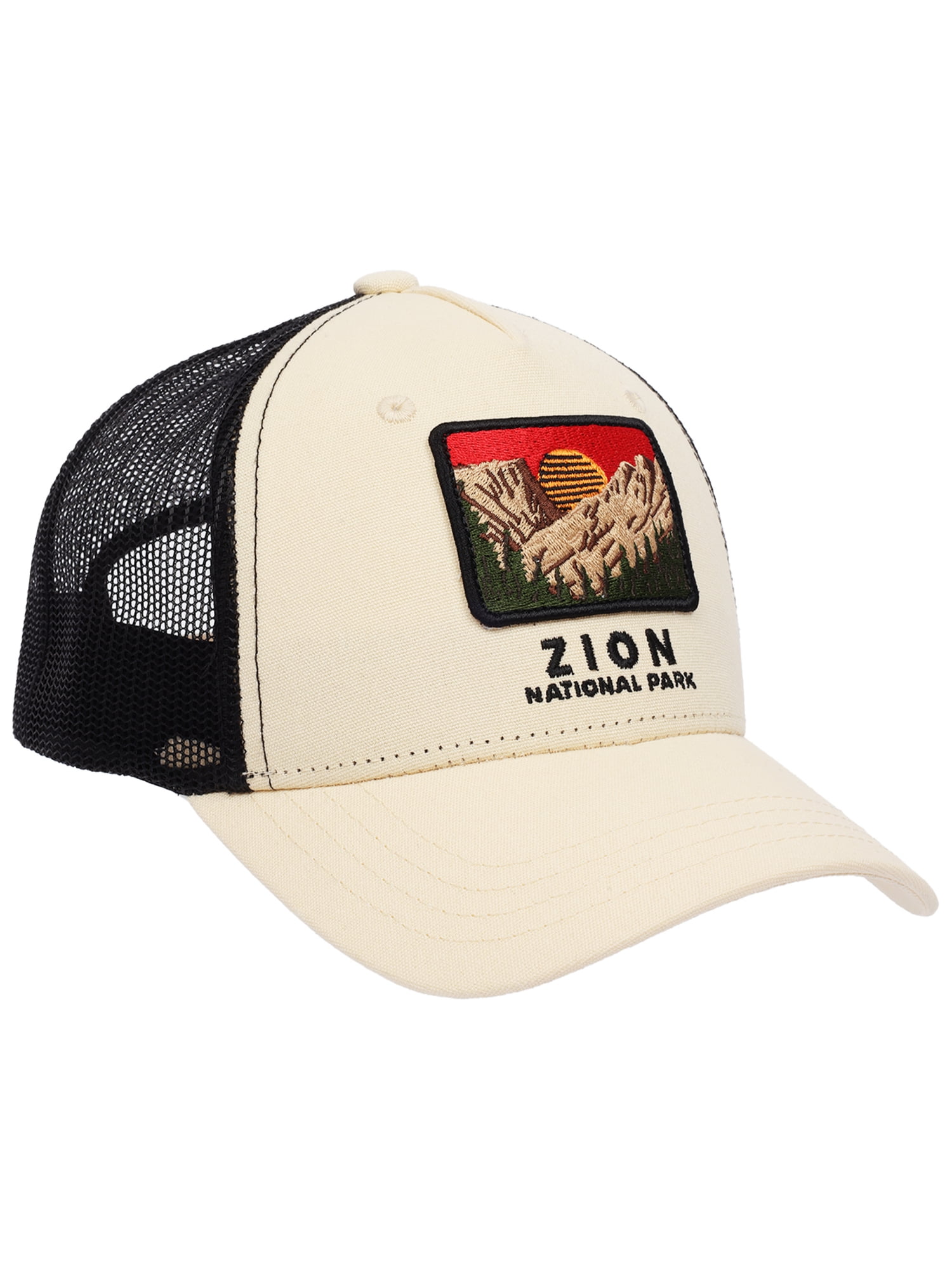 Zion National Park Boys' Embroidered Patch Canvas Trucker Hat, One Size Fits Most