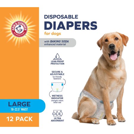 UPC: 0742797884073 | Arm & Hammer Male Dog Diapers  Large 18 – 23  Waist – 12 Count-Ultra-Absorbent  Adjustable Dog Diapers