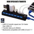 thumbnail image 6 of AYAMAYA 7-Port USB 3.0 High Speed Extension Charger Adapter with On/Off Switch & LED Light for PC/Laptop/PS4/Slim/Pro Hub, 6 of 7
