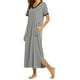 thumbnail image 1 of Camisones largos qucoqpe para mujer, de algodón, liso, con cuello en V, manga corta, ropa de dormir suave para mujer con bolsillos en liquidación, 1 of 5