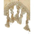 thumbnail image 5 of Gorgeous Home Linen 1Pc Wave Gold Honey Waterfall Valance with Tassels Faux Silk Rod Pocket Semi Sheer Dressing Window 55" wide X 18" long for kitchen décor, 5 of 5