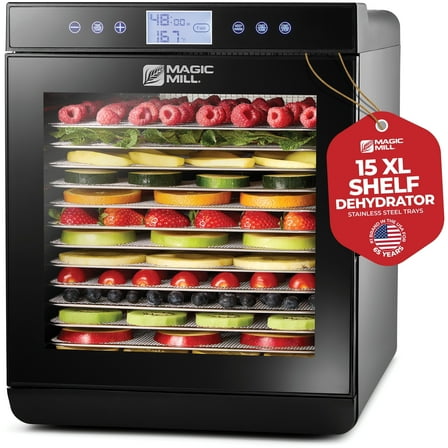 Magic Mill Premium Food Dehydrator Machine With 15 Extra-Large Stainless Steel Trays