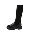 thumbnail image 2 of Wavsuf Combat Boots for Women Mid Calf Low Heel Winter Chunky Black Shoes Size 41, 2 of 9