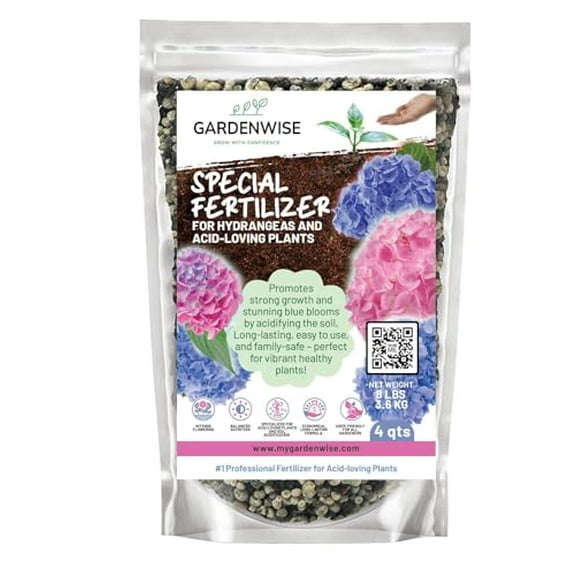 Slow Release Hydrangea Fertilizer with Iron & Sulfur – Indoor & Outdoor Soil Acidifier for Miracle Growth (4 qt)