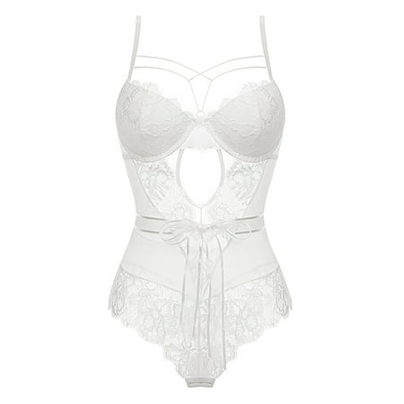 WIZUTIZ Babydoll Lingerie for Women Two Piece Transparent Underwear Corset Thin Sponge Transparent Bra With Large Chest And Small Lace Women s Sexy Lingerie Bra Set Summer Saving