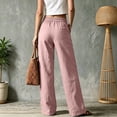 thumbnail image 4 of Women Casual Wide Leg Pants High Waist Straight Trousers Solid Color Palazzo Pants with Pockets Pink M, 4 of 4