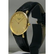 Longines Presence 18kt Gold Mens Luxury Swiss Quartz Strap Watch L4.802.6.32.2
