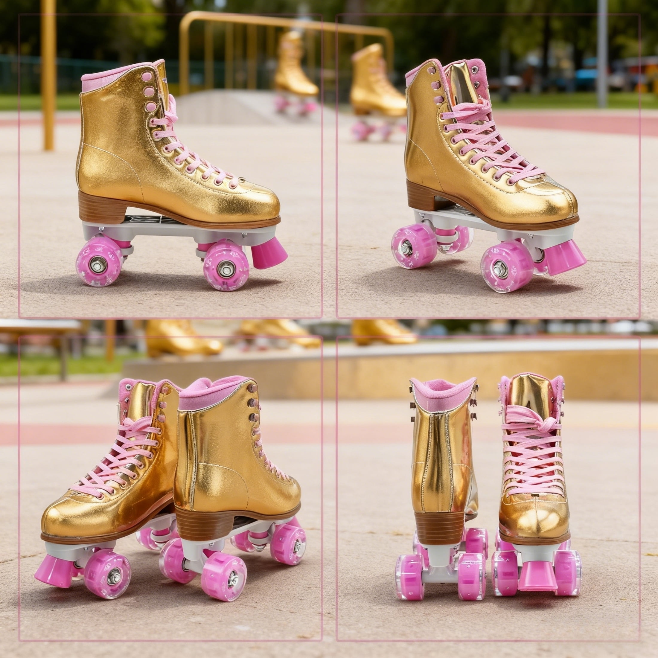 JZY High-Top Quad Roller Skates for Women & Teens,Light-Up Wheels & PU Leather Design for Indoor & Outdoor Use
