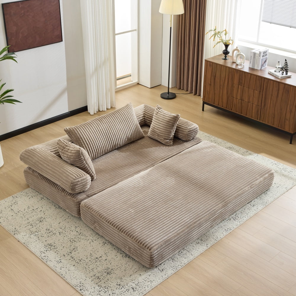 Ktaxon Convertible Sofa Bed, Pull-Out Sleeper Loveseat Couch with Oversized Back Pillow, Ideal for Living Room or Guest Use Gray
