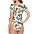 thumbnail image 3 of Uemuo Art Of Living Pattern Women's One Piece Short Sleeve Swimsuit Rash Guard Surfing Modest Quick-drying Swimsuit Beach Essentials-, 3 of 9