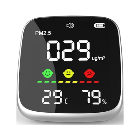 Suzicca Portable USB Rechargeable PM2.5 Detector Multifunctional Thermohygrometer Home Air Detector Indoor Air Quality Analyzer Household Air Pollution Monitor