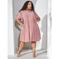 thumbnail image 4 of AURA Women Plus Size Babydoll Dress V Neck Summer Tiered Dress 1XL 2XL 3XL Casual, 4 of 9