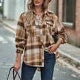 thumbnail image 5 of Xudanell Womens Oversized Flannel Plaid Shirts Long Sleeve Casual Collared Button Shirt Loose Blouse Top (Khaki,XXL), 5 of 5