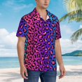 thumbnail image 3 of Pofeuu Leopard Neon Rainbow Gradient Print Hawaiian Shirt for Men Sleeves Casual Button Down Summer Beach Dress Shirts T-Shirts,3X-Large, 3 of 7