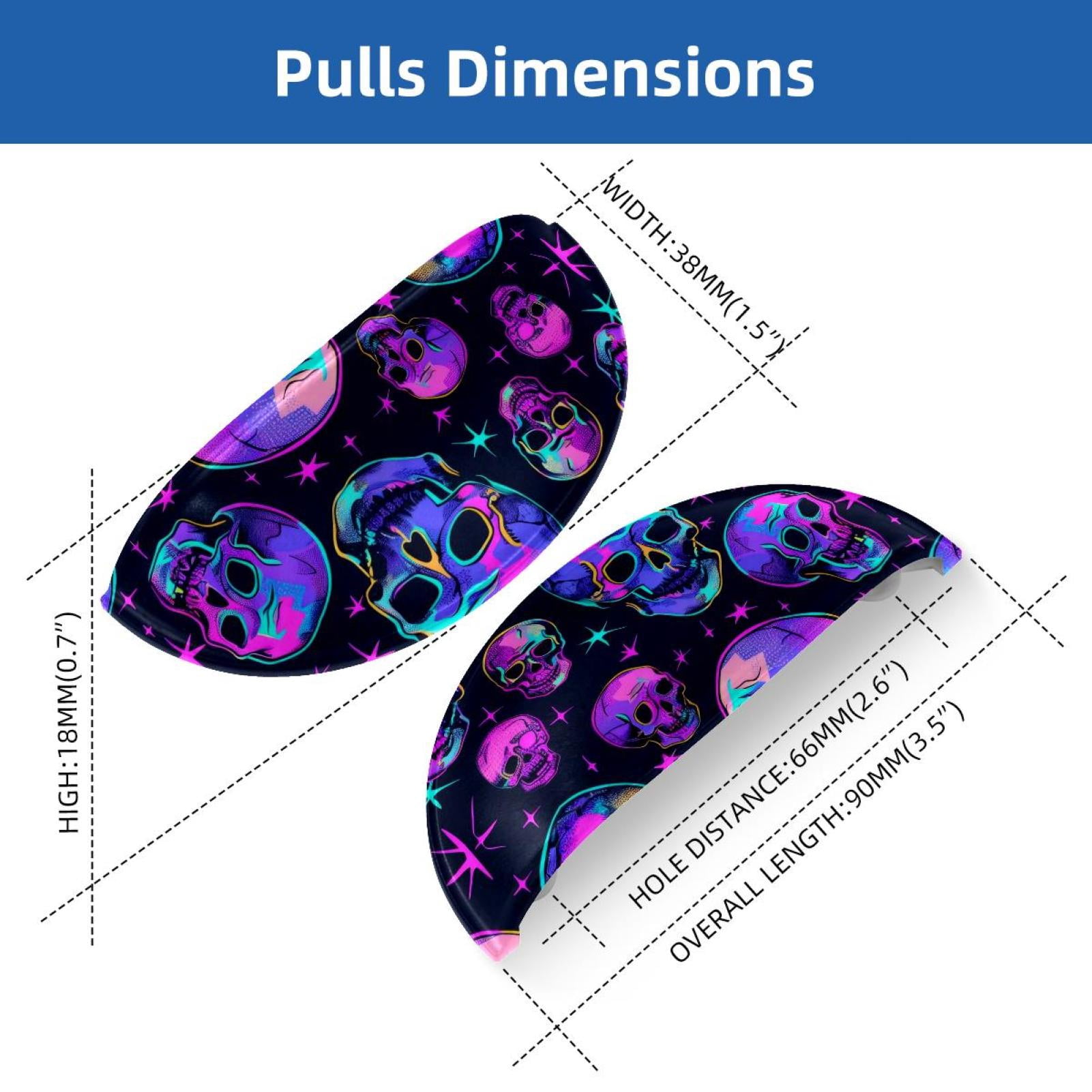 PhooArto 6 Pcs Cup Drawer Pulls, Neon Purple Skull Pattern Shell Shape Handles Cabinet Knobs for Dresser Cupboard Closet Wardrobe with Screws