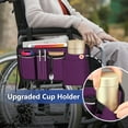 thumbnail image 5 of FINPAC Wheelchair Side Storage Bag, Wheelchair Armrest Accessories Pouch with Cup Holder, Pen Slot and Reflective Strips for Power Walkers, Rollators, Seniors, Purple, 5 of 8