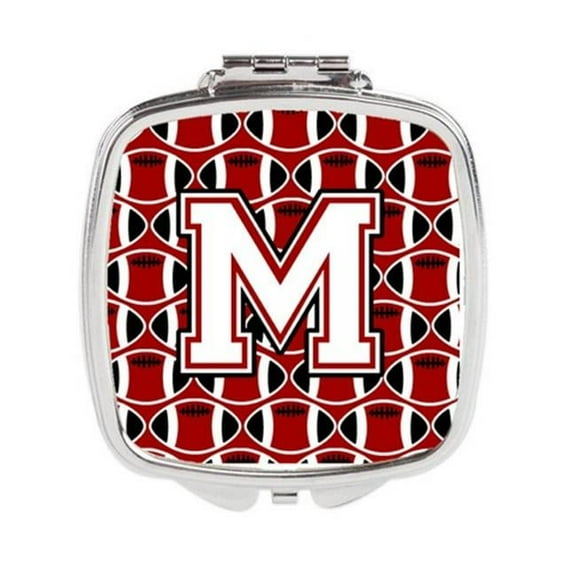 Letter M Football Cardinal & White Compact Mirror
