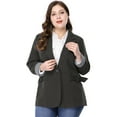 thumbnail image 3 of GRACE & GRANDEUR Blazer Décontracté pour Femme Grande Taille à Rayures, Poignets, Revers Cranté, 3 of 6