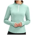 thumbnail image 2 of FAKKDUK Workout Tops for Women Casual 1/4 Zip Long Sleeve Women's Zipper Turndown Collar Sports Tops Blouses Fall Blouses 2023 Solid Business Work Tops Cute Slim Fit Shirts , Green&XL, 2 of 7