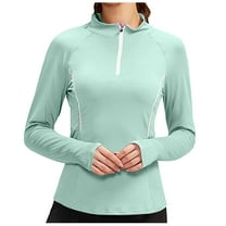 Womens Athletic Tops Long Sleeve Quick Dry UPF 50  Soft Quarter Zip Pullover Athletic Fitted Golf Shirt for Woman
