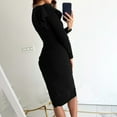 thumbnail image 5 of IROINNID Rollbacks Fall Dress for Women Semi Formal Evenning Party Bodycon Dress V Neck Solid Color Long Sleeve Long Dress Slim Evening Dress,Black, 5 of 9