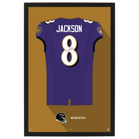 Lamar Jackson Baltimore Ravens Home Jersey Framed Art Print