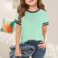 thumbnail image 2 of Gyujnb Short Sleeve Crewneck Ringer T Shirt Casual Tops (Little Girls,Big Girls),10-11 Years, 2 of 3