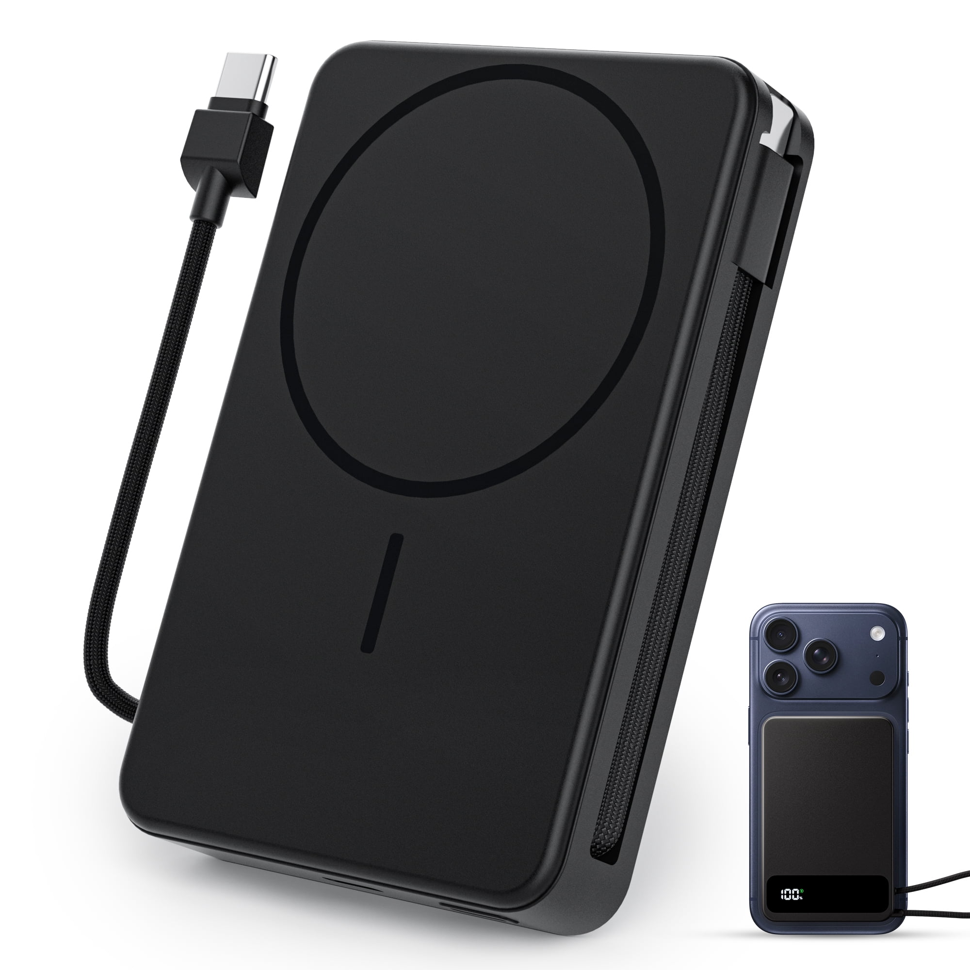 10,000mAh Magnetic Wireless Power Bank Compatible with Mag-Safe, 15W Fast Charging Portable Charger with USB-C 22.5W PD Input/Output - for iPhone 17/16/15/14/13/12 Series, AirPods