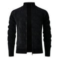 thumbnail image 2 of Men's Cardigan Sweater Long Sleeve Stand Collar Full Zip Knitted Outerwear with Pockets Black M, 2 of 6