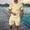 Light Yellow, variant on Men Short Sets Outfits 2 Piece Set Men's T Shirts Short Sleeve & Shorts Summer Set Beach Clothes Matching Set