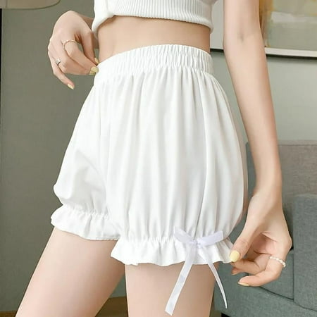 Women Lace Short Panties Imitation Silk Bloomers Anti Exposure Safety Pants Lolita Satin Knickers Shorts Dress Pettipant
