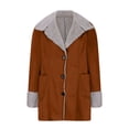 thumbnail image 4 of YDFCWXW Winter Fleece Lined Jackets for Women Trendy Warm Sherpa Suede Pea Coats Soft Thick Outdoor Outerwear with Pockets Coffee, XL, 4 of 6