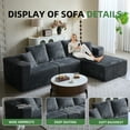 thumbnail image 5 of Garaneeds Modular Sectional Sofa for Living Room, 108" L-Shape Boneless Couch with Oversized Chaise, Gray, 3 Seats, Right Side, 5 of 10