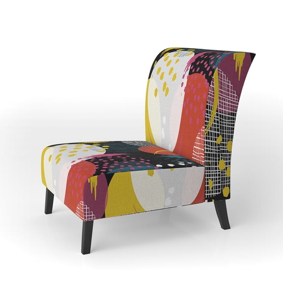 Designart "Multicolor Circle Pattern" Upholstered Patterned Accent Chair and Arm Chair