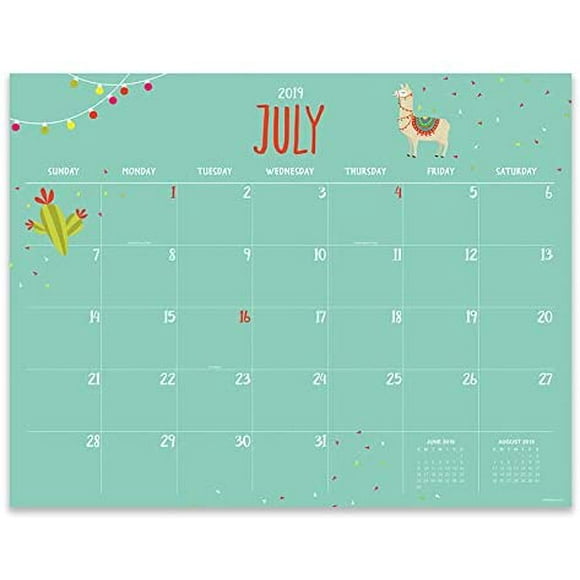 July 2019 - June 2020 Monthly Theme Large Desk Pad Monthly Calendar