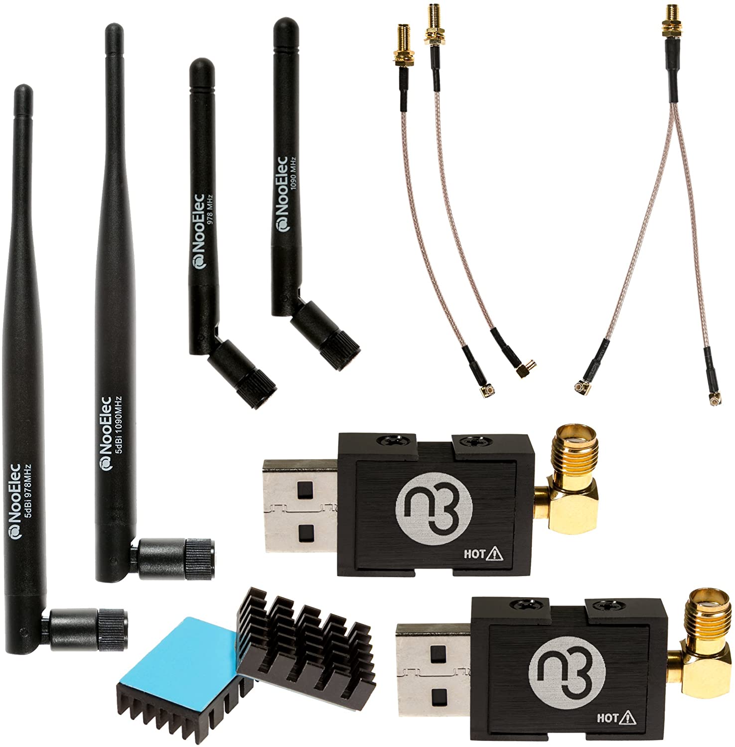 Dual-Band NESDR Nano 2 ADS-B Bundel – 2x Gekalibreerde SDR, 4 Antennes (UAT/ADSB), Kabels & Adapters – Voor Stratux En SDR-toepassingen