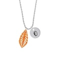 thumbnail image 2 of Delight Jewelry Acrylic Medium Leaf Pearly Orange Silvertone Script Initial Disc - O - Charm Necklace, 20"+3", 2 of 4