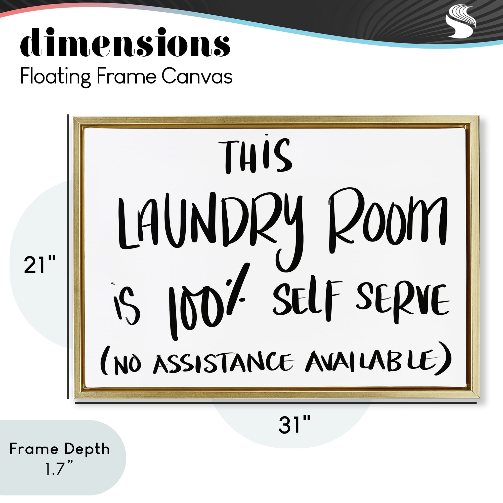 Stupell Industries Self Serve Laundry No Assistance Gold Framed Floater Canvas Wall Art, design by SD Graphics Studio