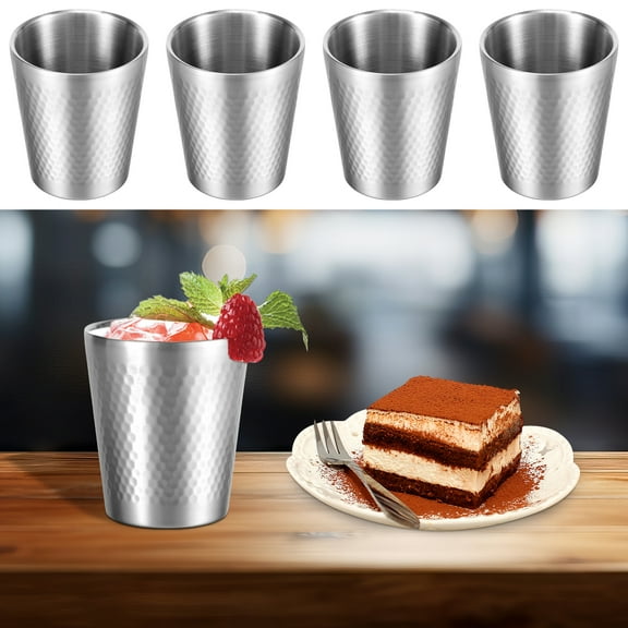 4Pcs 304 Stainless Steel Cup 300ml Stackable Double Wall Metal Cup Vacuum Insulated Water Tumbler Metal Coffee Mug Travel Cup Beverage Cup Dishwasher Safe for Coffee Tea Milk