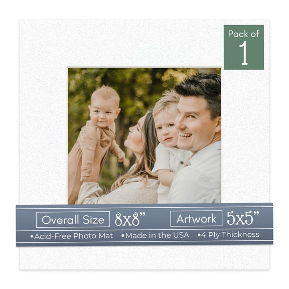 Oyster Shell White Picture Frame Mat for 8x8 Frames - Fits 5x5 Photos - 1 Mat
