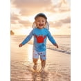 thumbnail image 4 of BemeyourBBs Toddler Baby Boy Two Piece Swimsuit with Hat Infant Boy Bathing Suit Long Sleeve Rash Guard Swimwear Summer Beachwear Lobster Crab Deer Hunting Print Zipper Top Swimming Trunks Shorts Set, 4 of 9