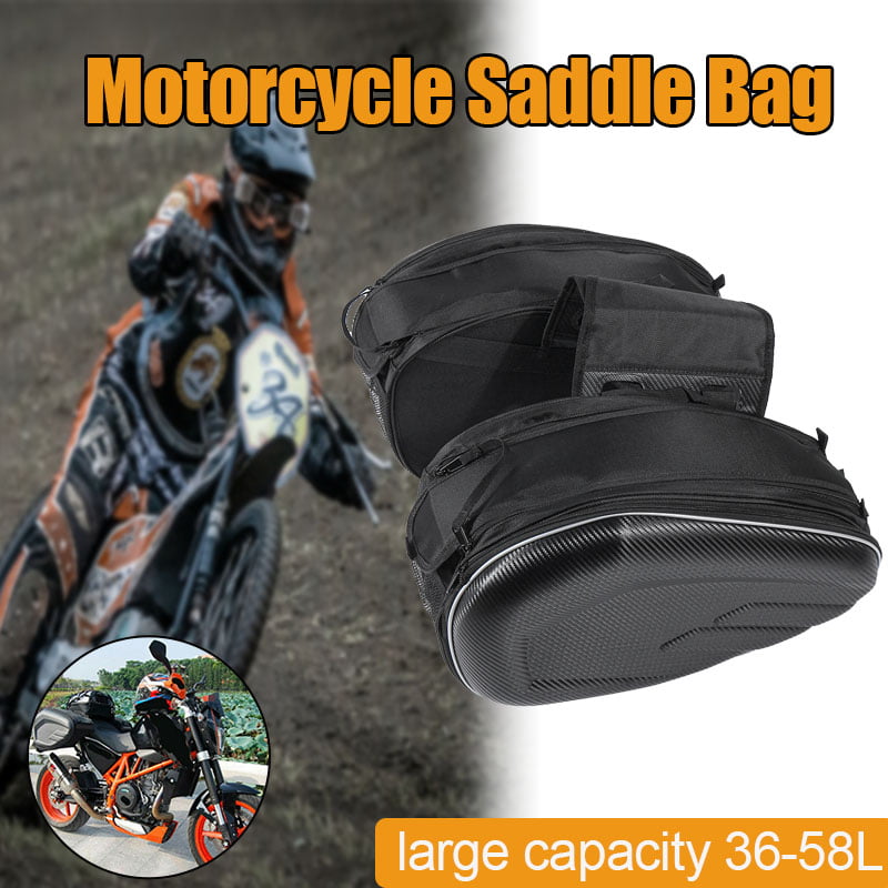 2x 36-58L Motorcycle Racing Pannier Bags Luggage Saddle Bags With Rain Cover 